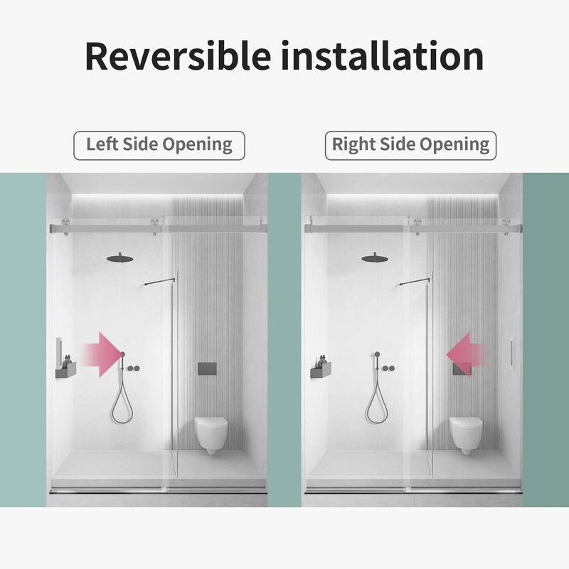 Frameless Sliding Shower Door With Soft- Close, 3 / 8" Tempered Glass by HouseOfZazla