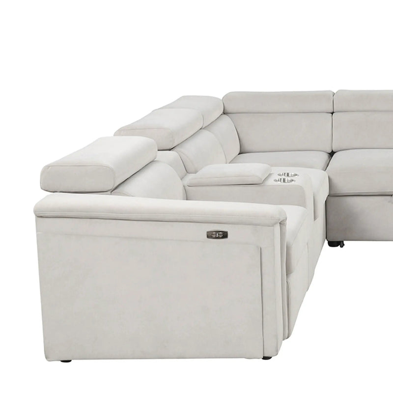 Harvey - Power Recliner Sectional Sleeper - Beige by HouseOfZazla