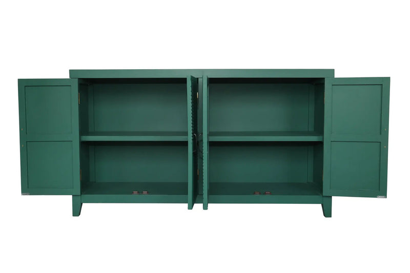 59in Green Accent Cabinet with 4 Doors Mid Century Modern Buffet by HouseOfZazla