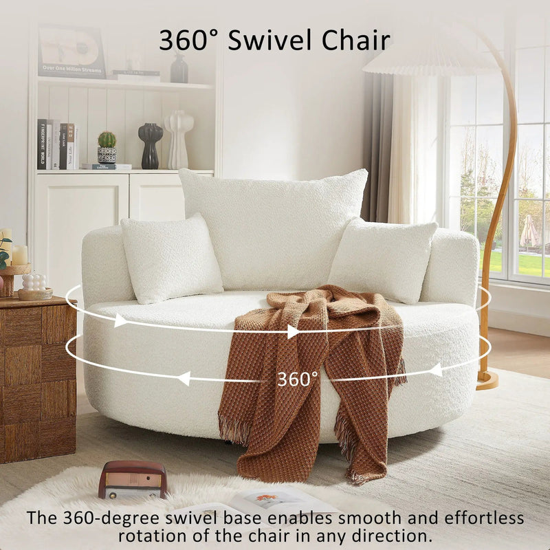360° Swivel Chair Accent Barrel Chair With Removable Pillows by HouseOfZazla