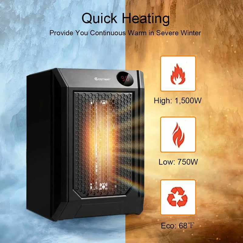 1500 W Remote Control Portable Electric Digital Quartz Space Heater by DirectDeals