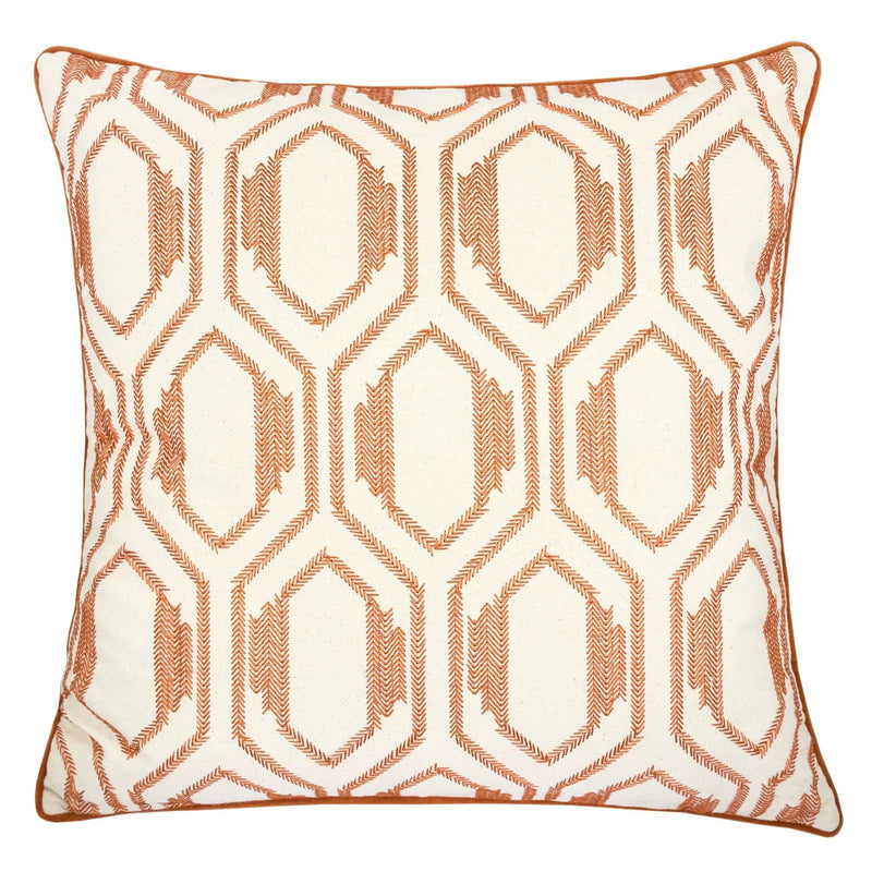 Geometric Embroidered Cotton Throw Pillow by HouseOfZazla