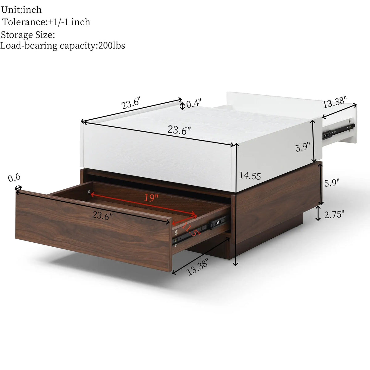 Rotating Coffee Table with 2 Drawers by HouseOfZazla