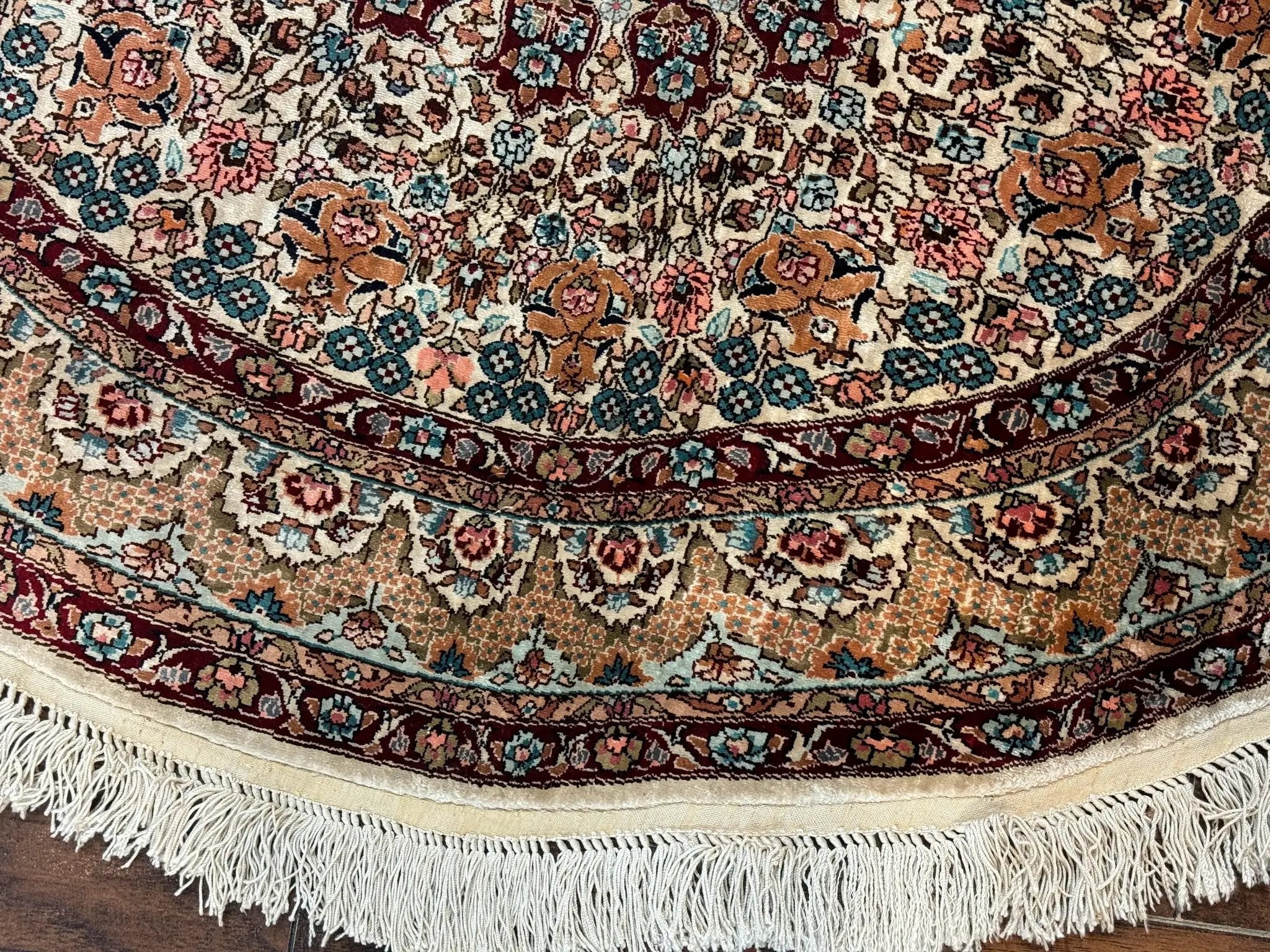 Round Silk Rug 3x3, Extremely Fine 580 KSPI, Sino Persian Round Handmade Carpet, Silk on Silk by Jewel Rugs