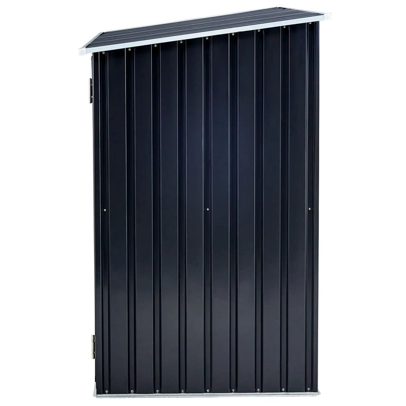 Firewood Storage Shed, Outdoor Firewood Rack, Outdoor Storage Shed With Log Holder, Firewood Shelter For Patio, Anthracite Galvanized Steel - Black by HouseOfZazla