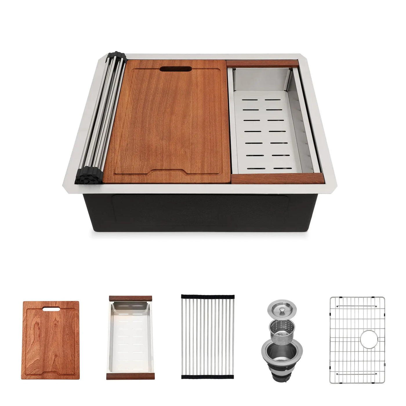 Single Bowl Undermount Workstation Kitchen Sink with Accessories by HouseOfZazla