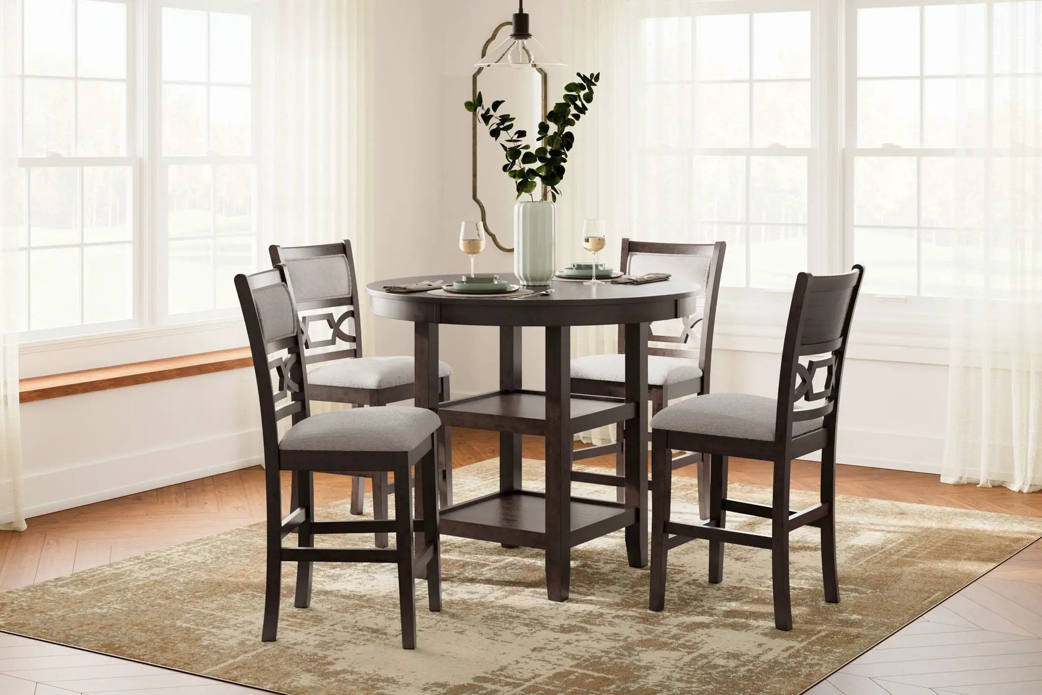 Langwest - Dining Room Counter Table Set (Set of 5) - Brown by Unique Piece Furniture