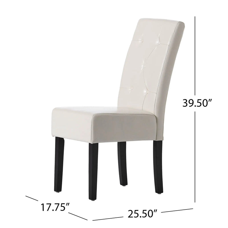 Carter 5 Tuft Dining Chair With Button Tufted Backrest And Espresso Legs - Ivory by HouseOfZazla