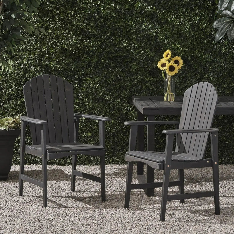 Outdoor Weather Resistant Acacia Wood Adirondack Dining Chairs (Set of 2) by HouseOfZazla