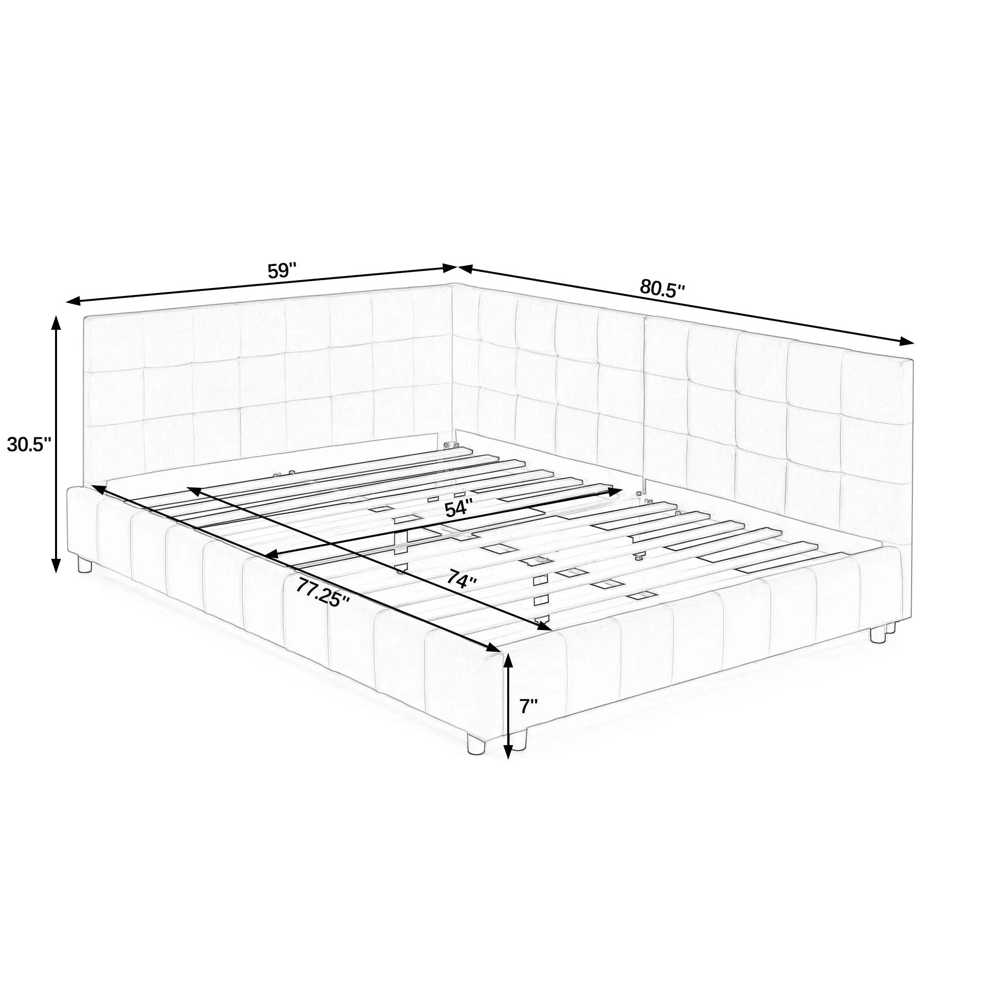 Upholstered Bed Frame With Tufted Backrest And Armrests by Unique Piece Furniture