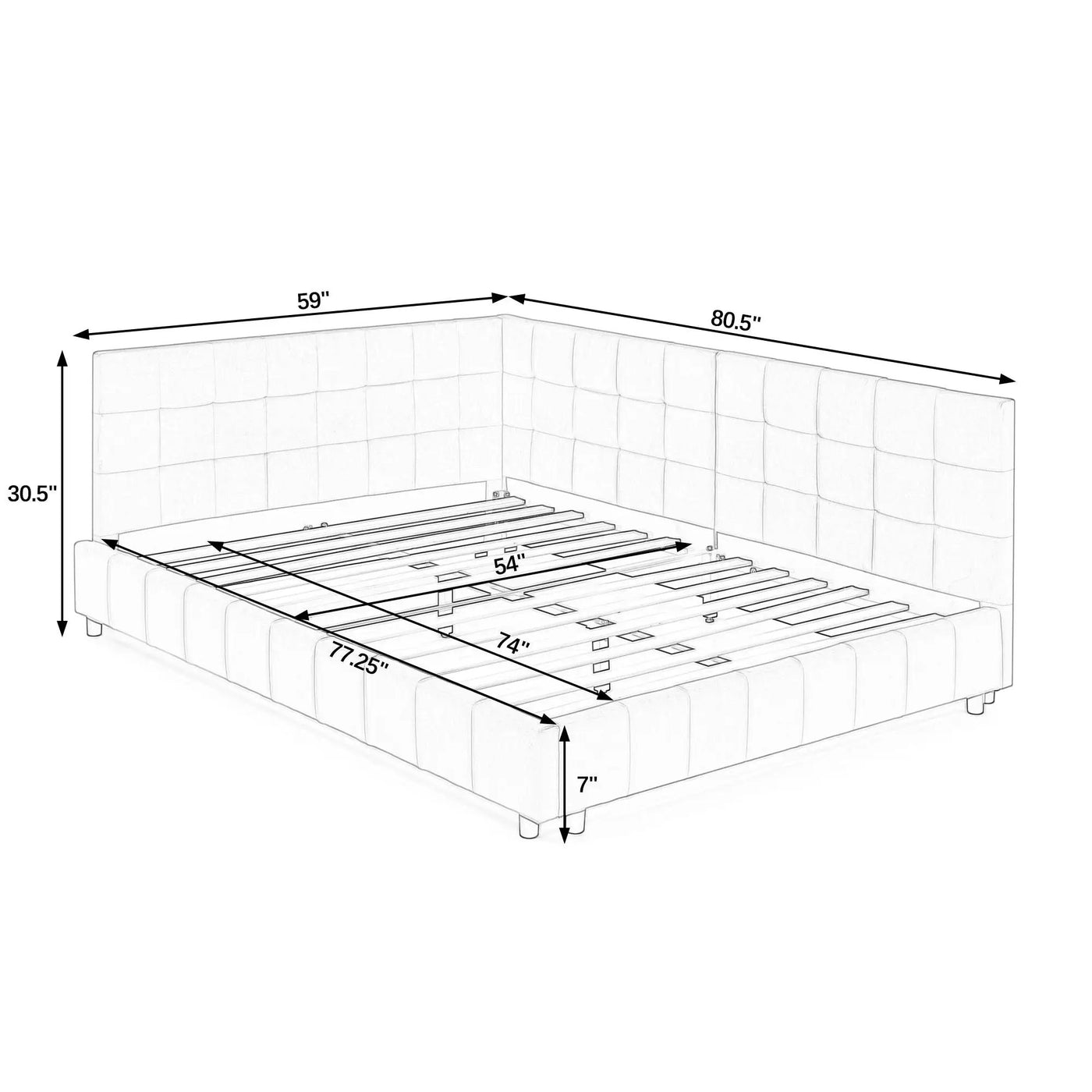 Upholstered Bed Frame With Tufted Backrest And Armrests by HouseOfZazla