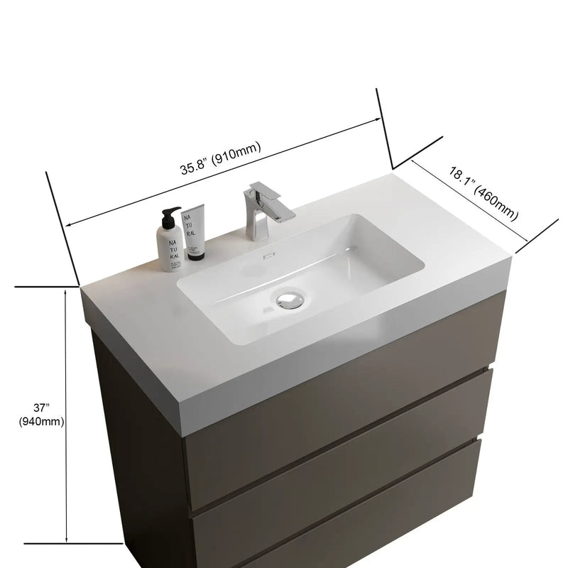 Alice - Bathroom Vanity With Sink, Large Storage Freestanding Bathroom Vanity For Modern Bathroom, One-Piece Sink Basin Without Drain And Faucet by Unique Piece Furniture