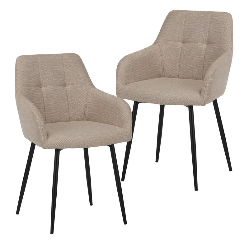 Dining Chair With Backrest And Wide Seat (Set of 2) - Beige by HouseOfZazla