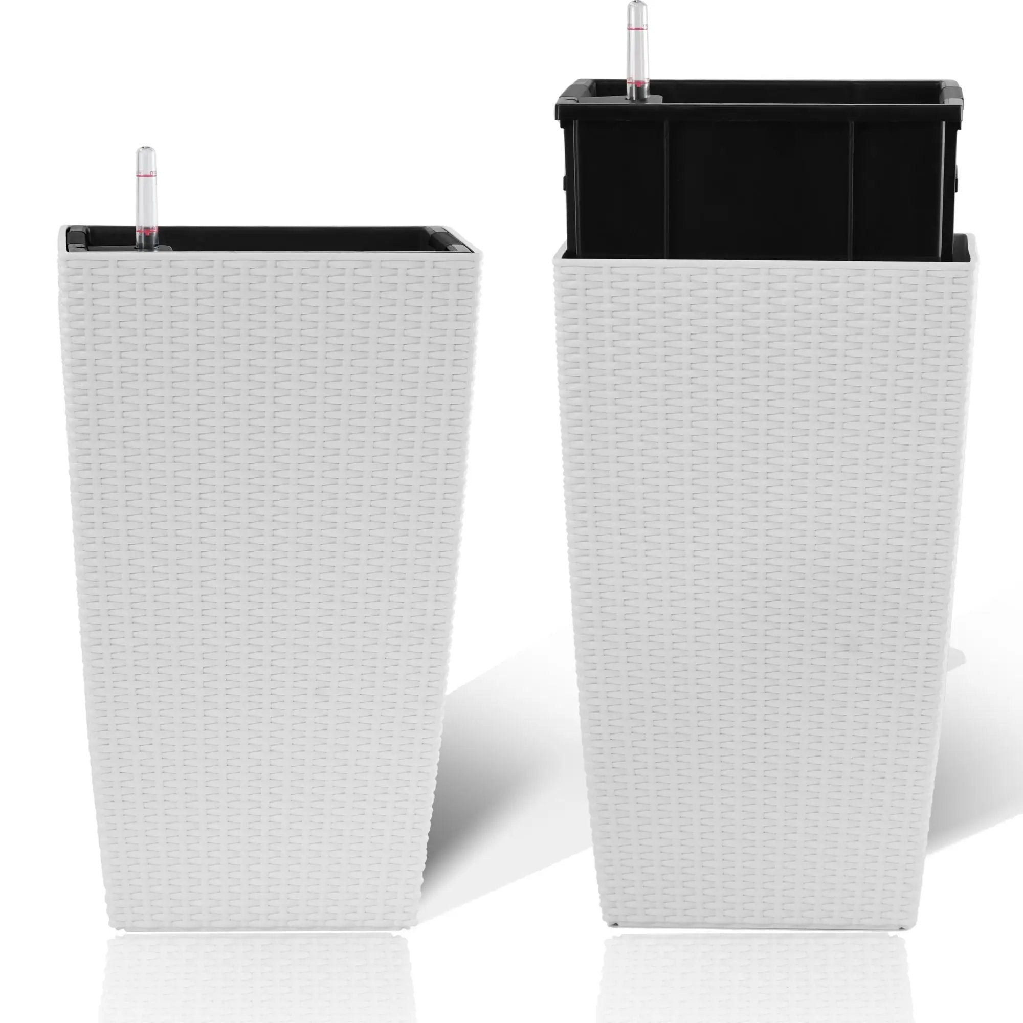 Square Large Planter With Automatic Watering System For Home And Garden (Set of 2) - White by Unique Piece Furniture