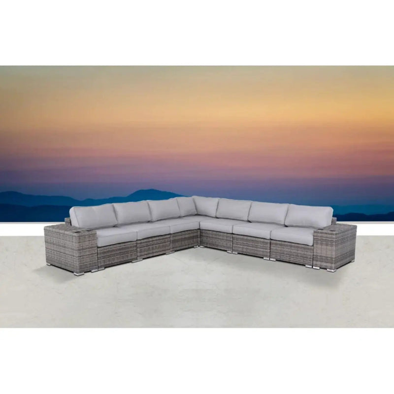 Minnesota - 9 Piece Sectional Sofa Set With Cushions - Gray Mix by HouseOfZazla