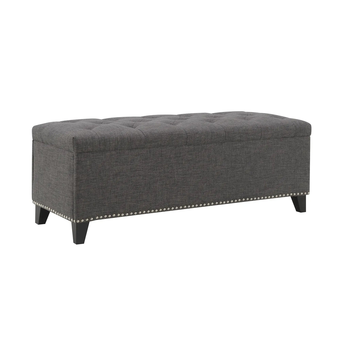 Button-Tufted Storage Ottoman With Safety Close Hinge by HouseOfZazla