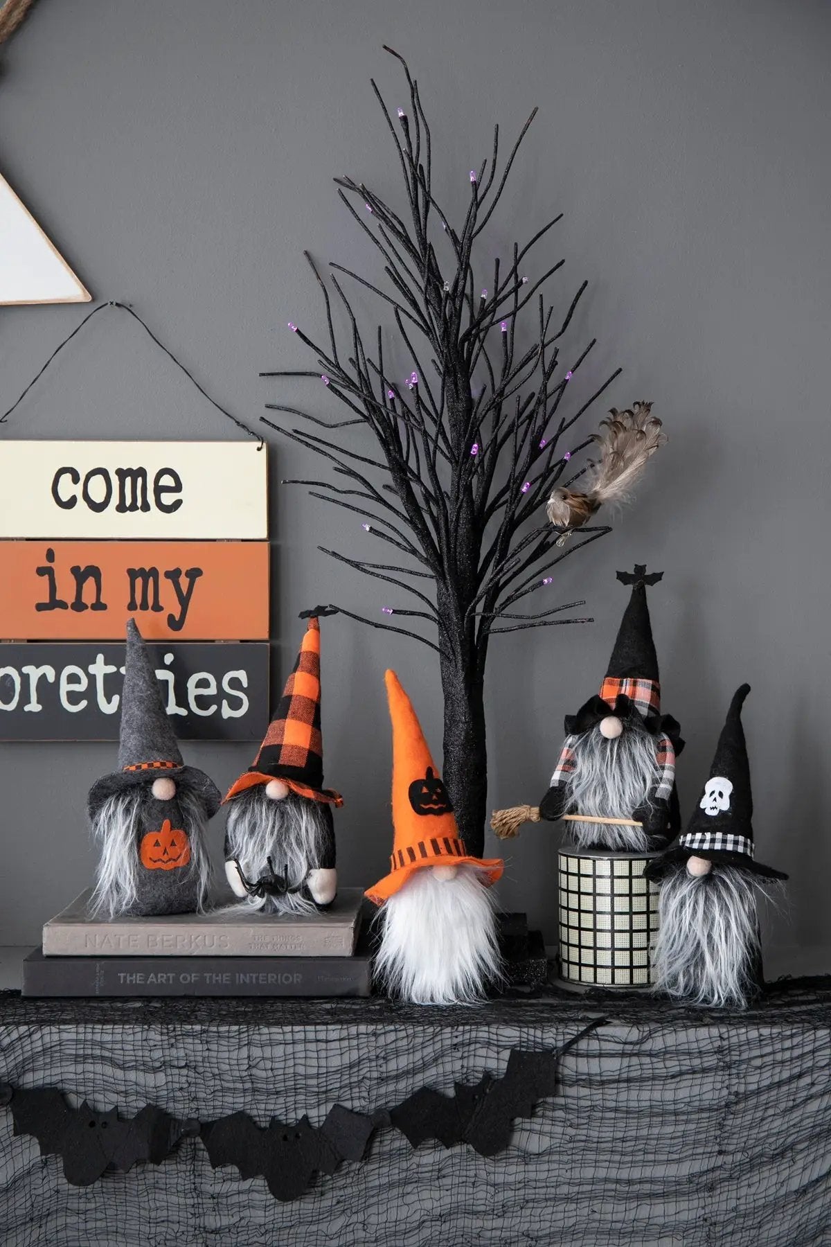 Set of 2, 10.6"H Halloween Gnome Decor by HouseOfZazla