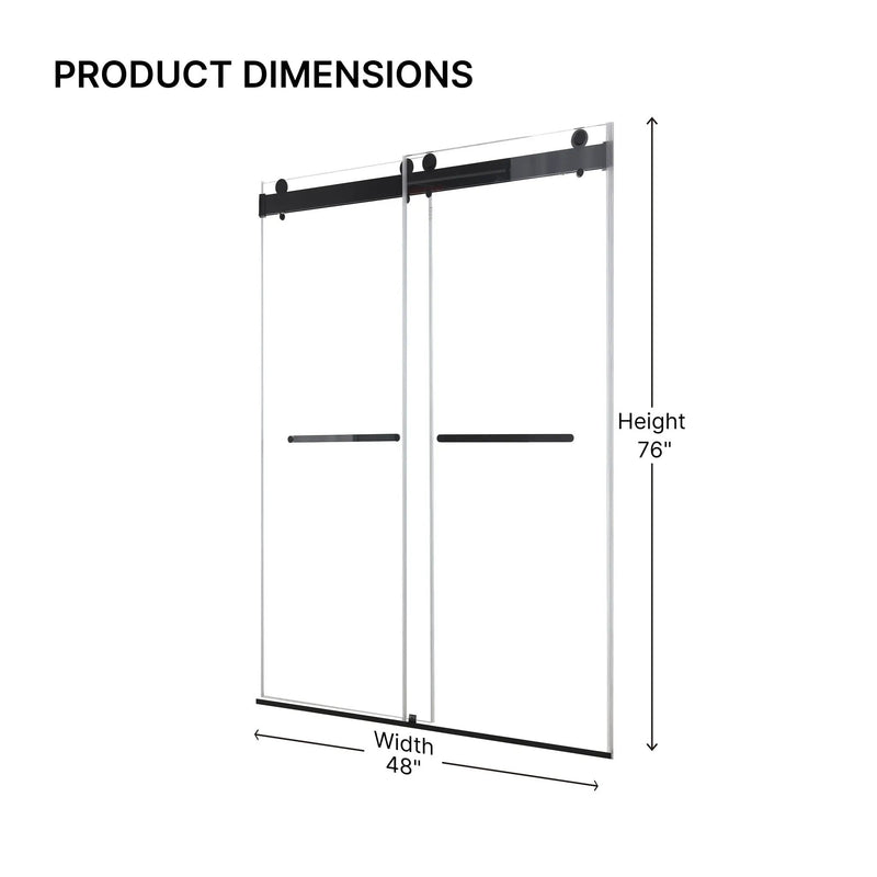 48 inches x 76 inches Double Sliding Shower Door in Matte by HouseOfZazla