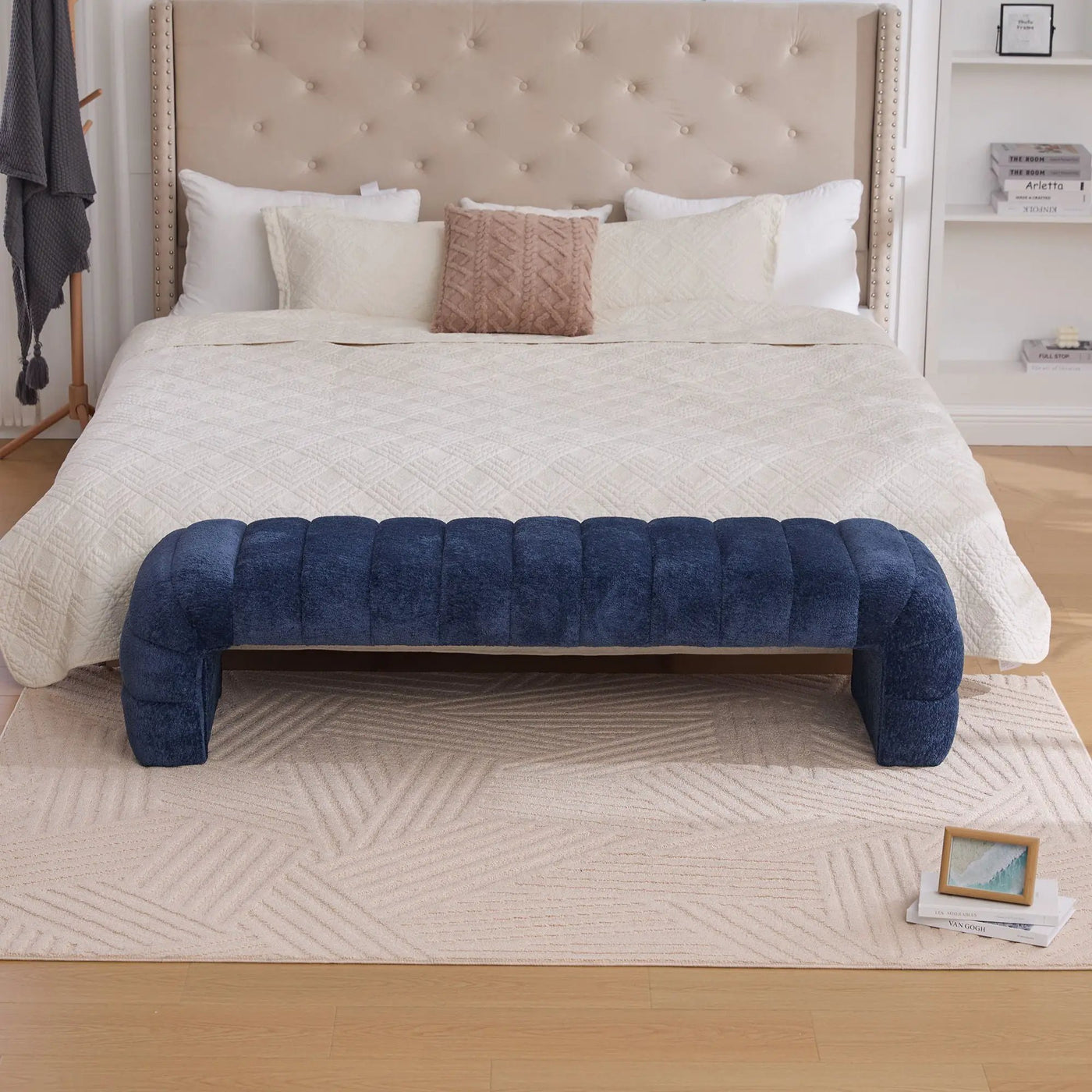 Modern Upholstered Armless Bed Bench With Channel Tufted Design by Unique Piece Furniture