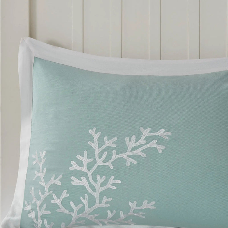 Oversized Cotton Jacquard Comforter Set Aqua King by HouseOfZazla