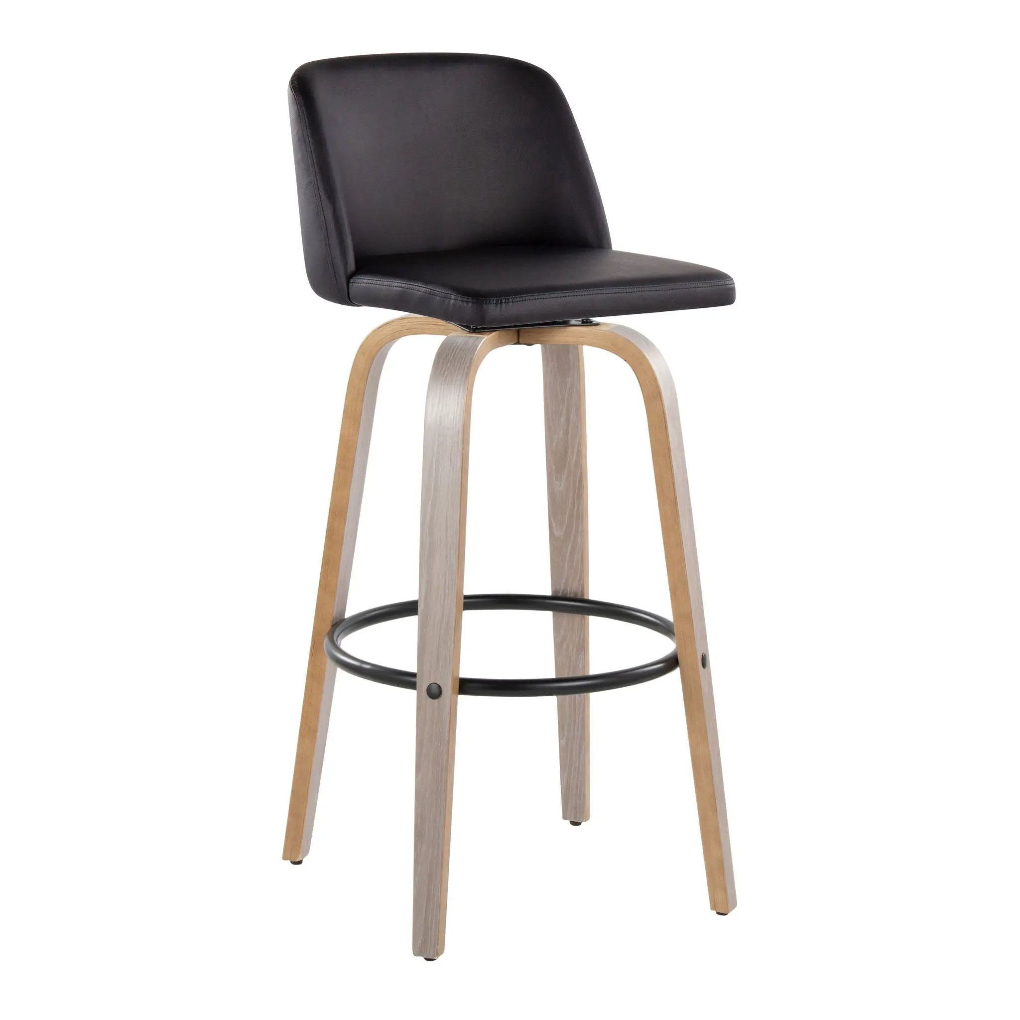 Toriano - Fixed Height Contemporary Barstool With Swivel With Round Footrest (Set of 2) by HouseOfZazla
