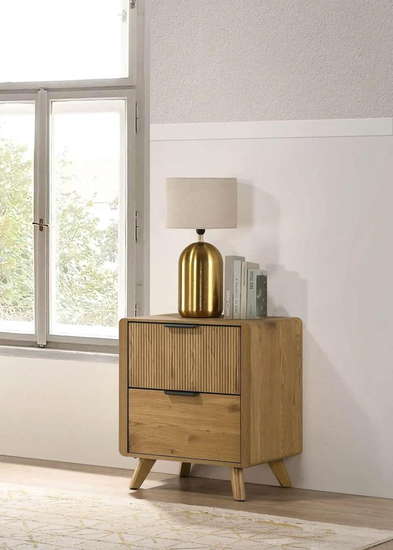 Bennett 2-drawer Bedroom Nightstand Bedside Table Light Oak by Unique Piece Furniture