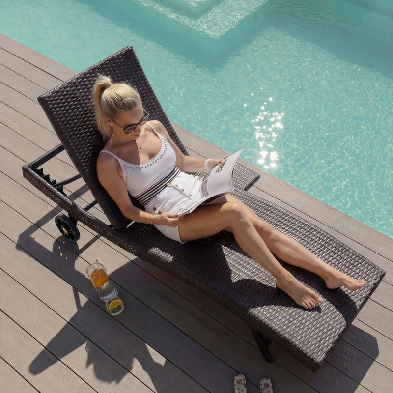 K&K 80'' Patio Wicker Chaise Lounge Chairs Set of 2 by HouseOfZazla