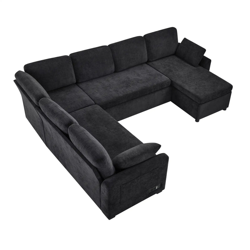 Convertible U-Shaped Sectional Sofa Bed With Reversible Chaise by HouseOfZazla