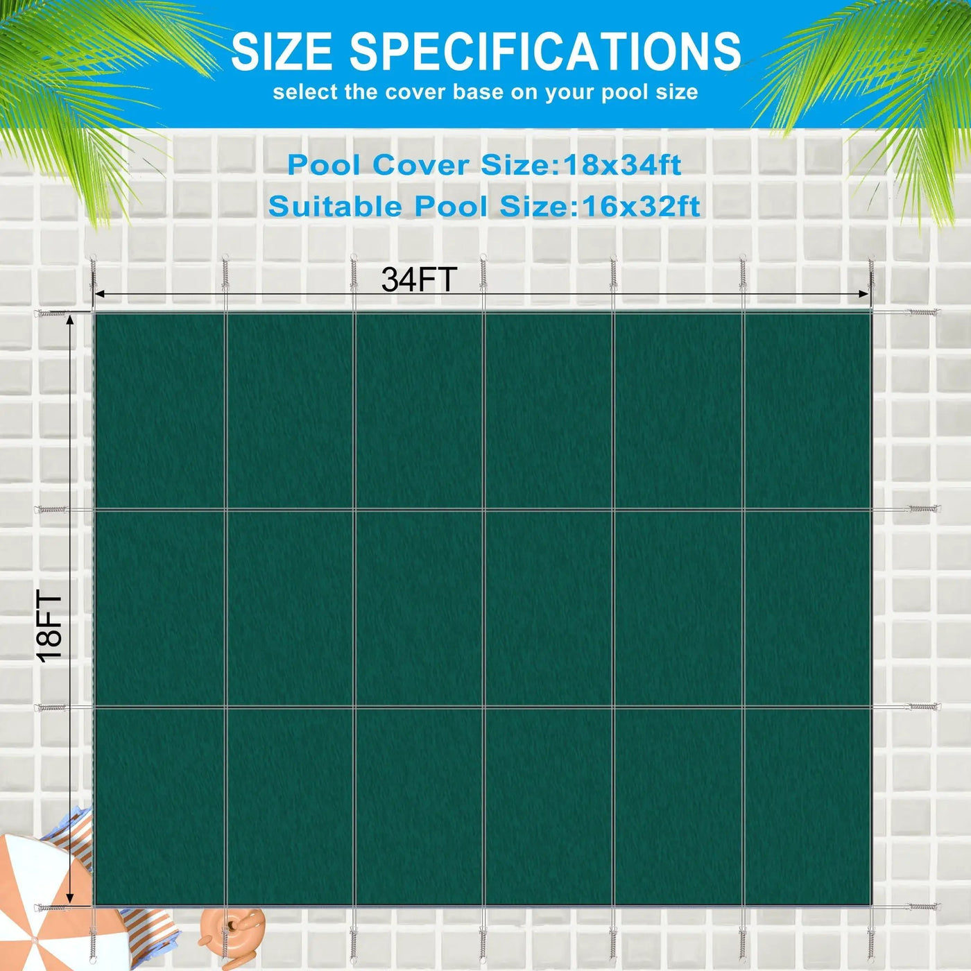 16 x 32 Ft Rectangle Inground Pool Safety Cover by HouseOfZazla