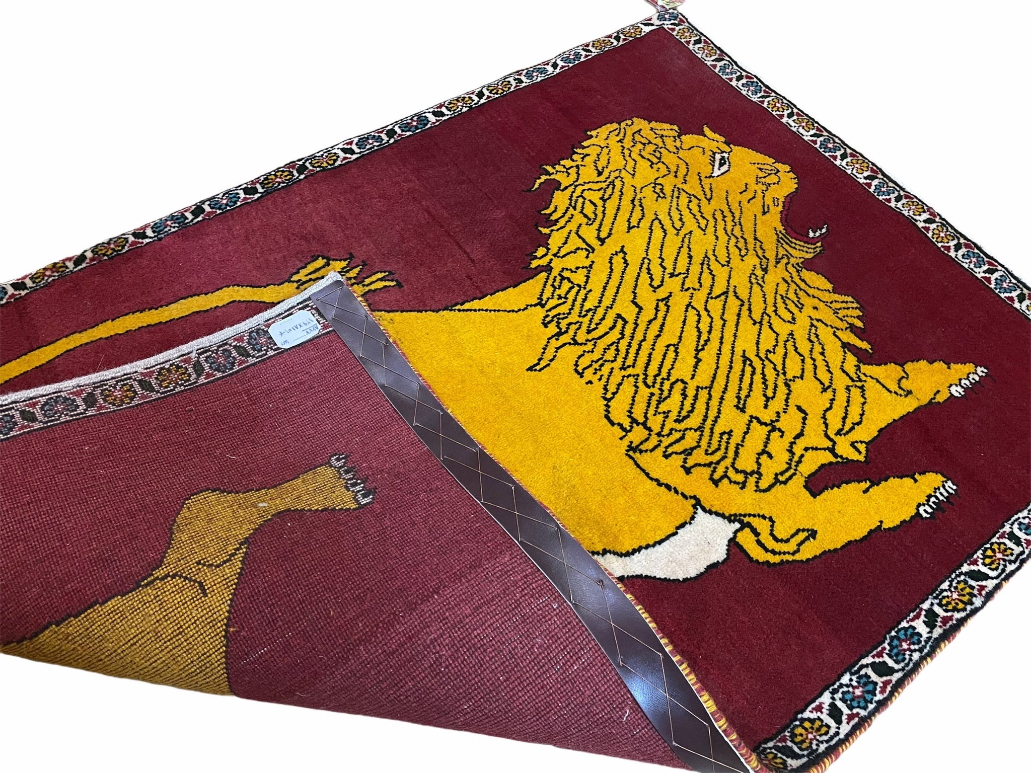 Persian Gabbeh Rug 3x4, Lion Pictorial, Red by Jewel Rugs