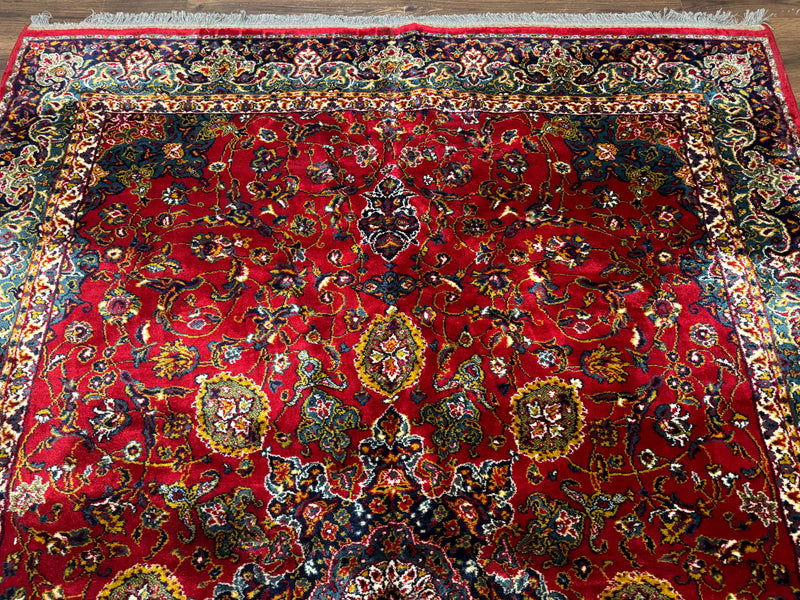 Red Persian Rug 6x9, Medallion Carpet, Ardebil Design, Vintage Belgium Power Loomed Carpet by Jewel Rugs