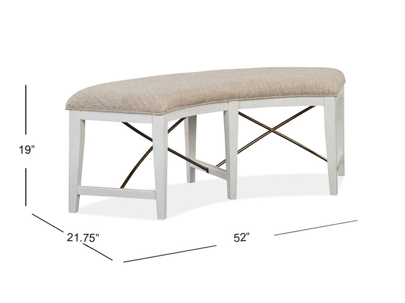 Heron Cove - Curved Bench With Upholstered Seat - Chalk White, photo 6 of 7