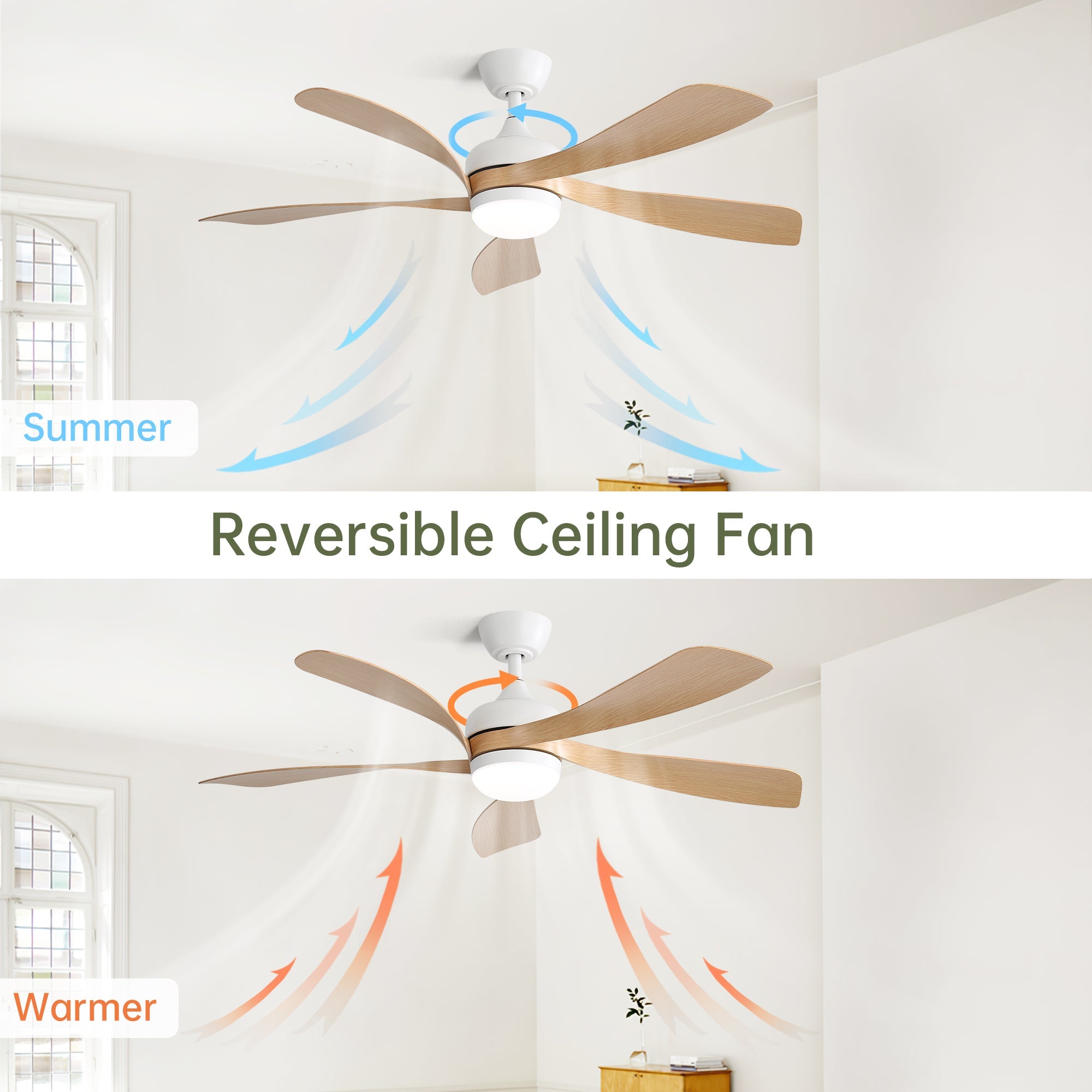 52 Inch Modern Ceiling Fan With 3 Color Dimmable LED Light by HouseOfZazla