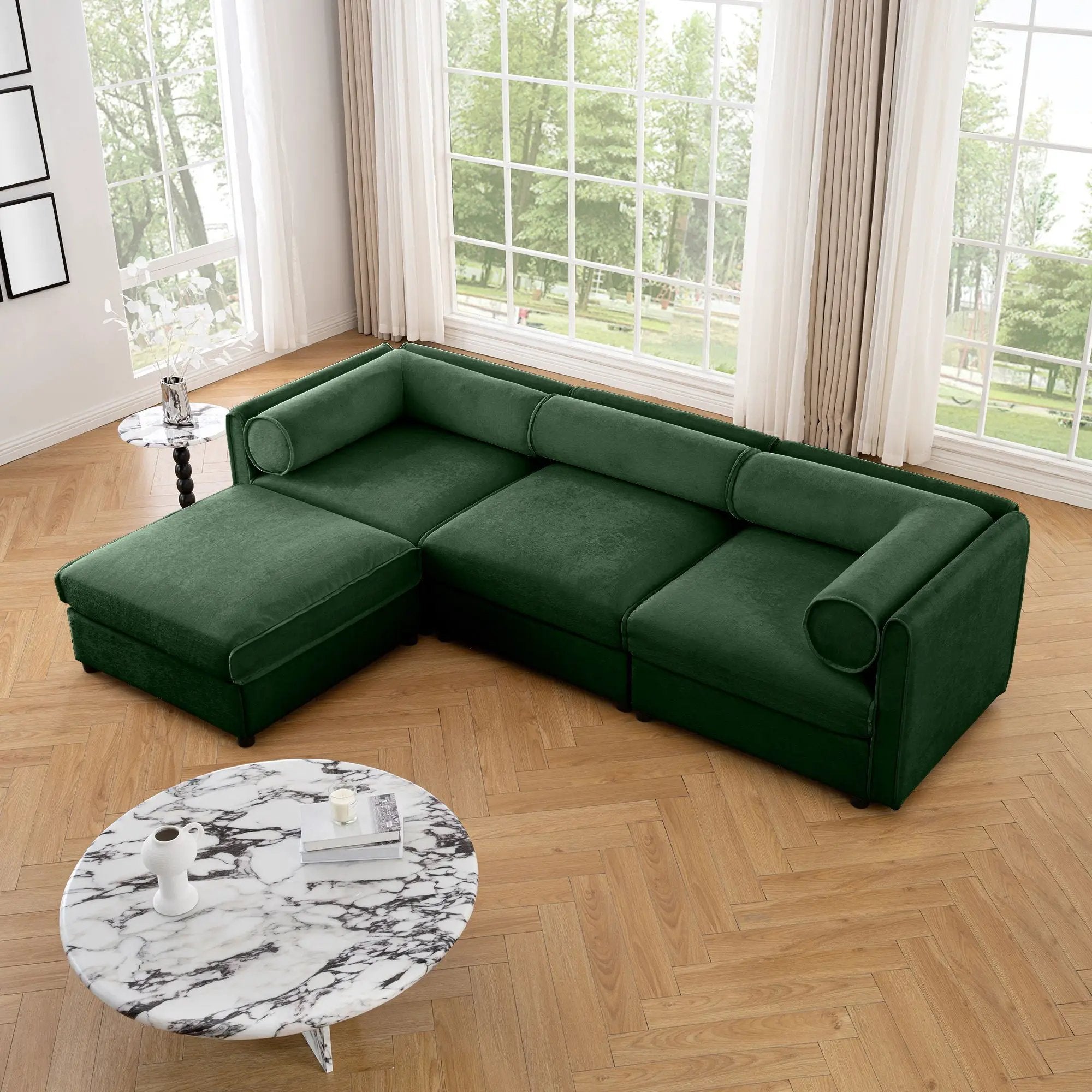 Contemporary Elegant Sofa With Storage And Ottoman by Unique Piece Furniture