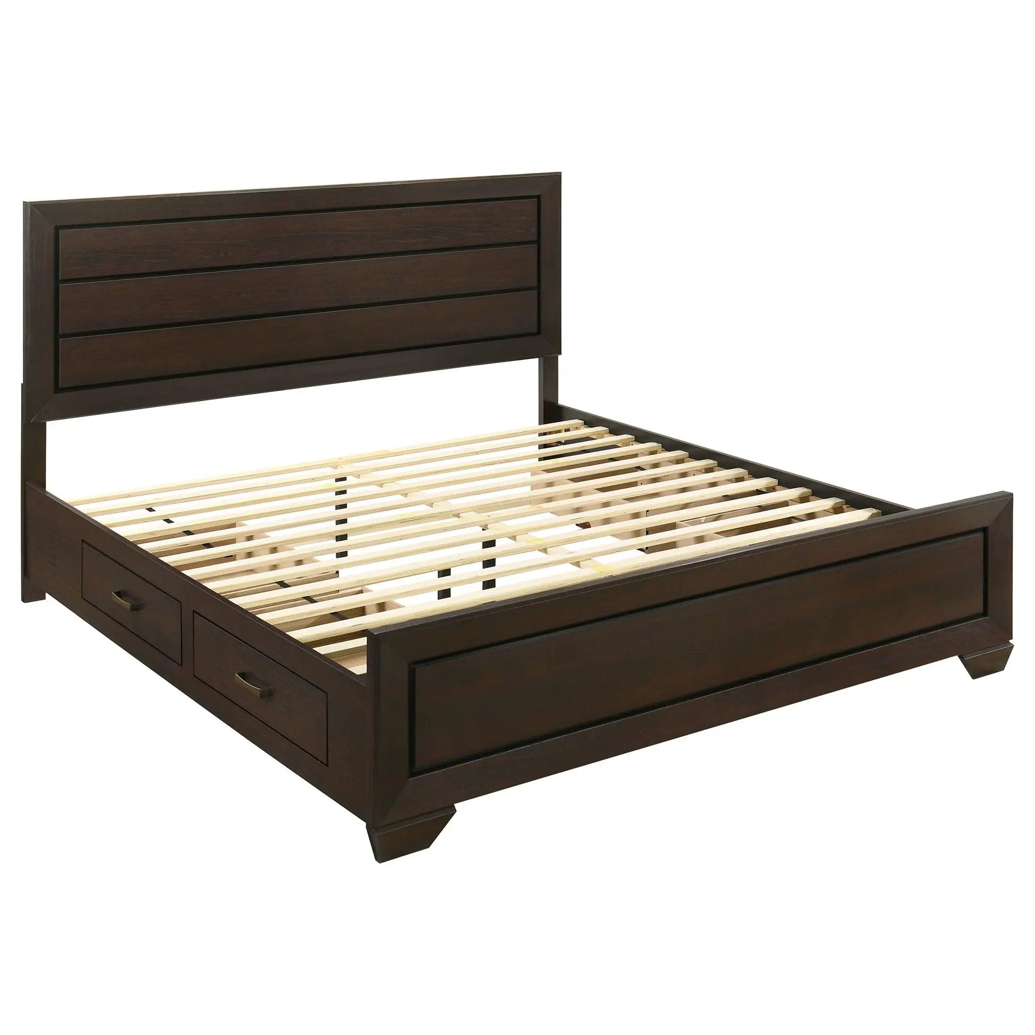 Kauffman Wood Eastern King Storage Panel Bed Dark Cocoa by Unique Piece Furniture