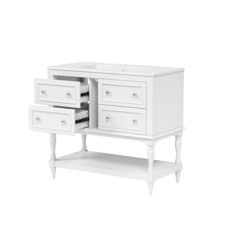 Bathroom Vanity With Medicine Cabinet, Storage Cabinet With 4 Drawers, Adjustable Shelf Mirror by Unique Piece Furniture