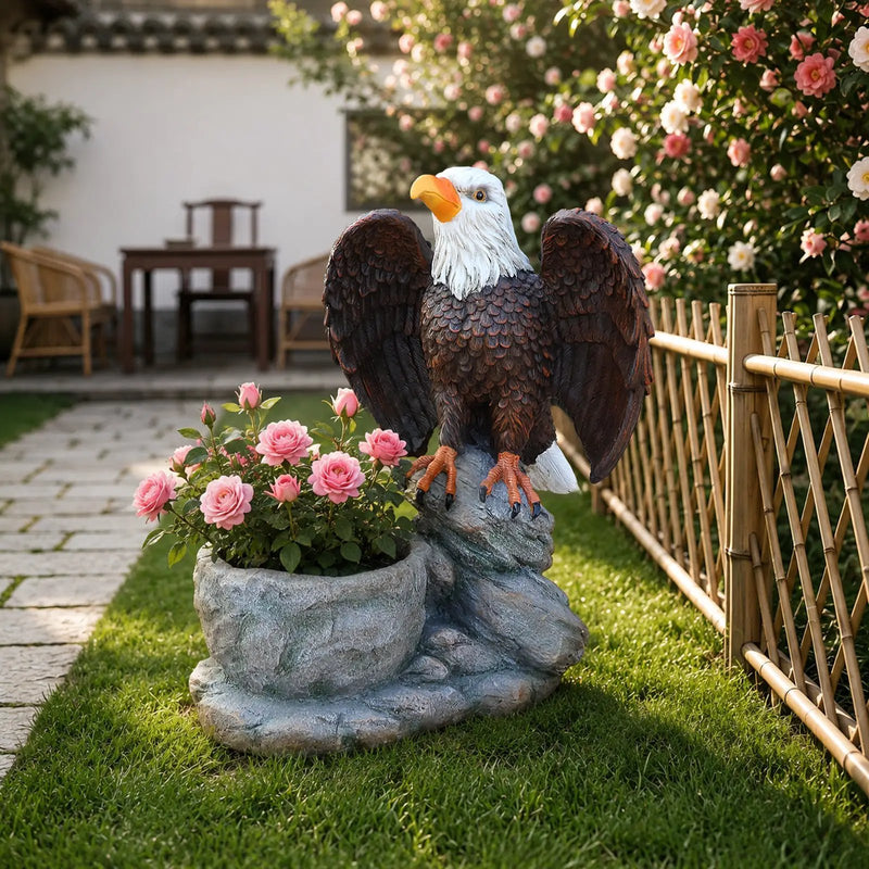 Standing Eagle Statue Garden Planter by HouseOfZazla