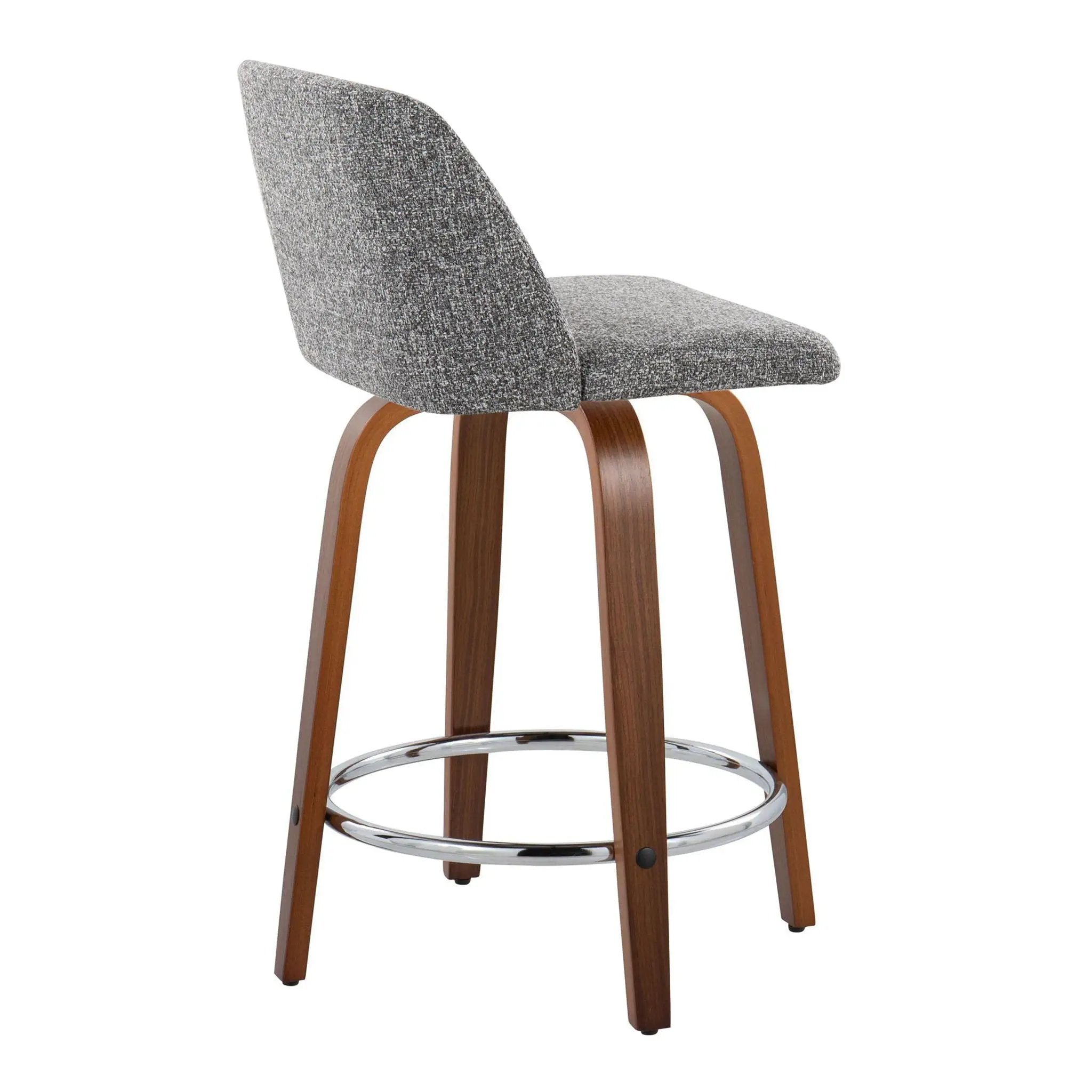 Toriano - Mid Century Modern Fixed Height Counter Stool With Swivel With Round Footrest (Set of 2) by HouseOfZazla