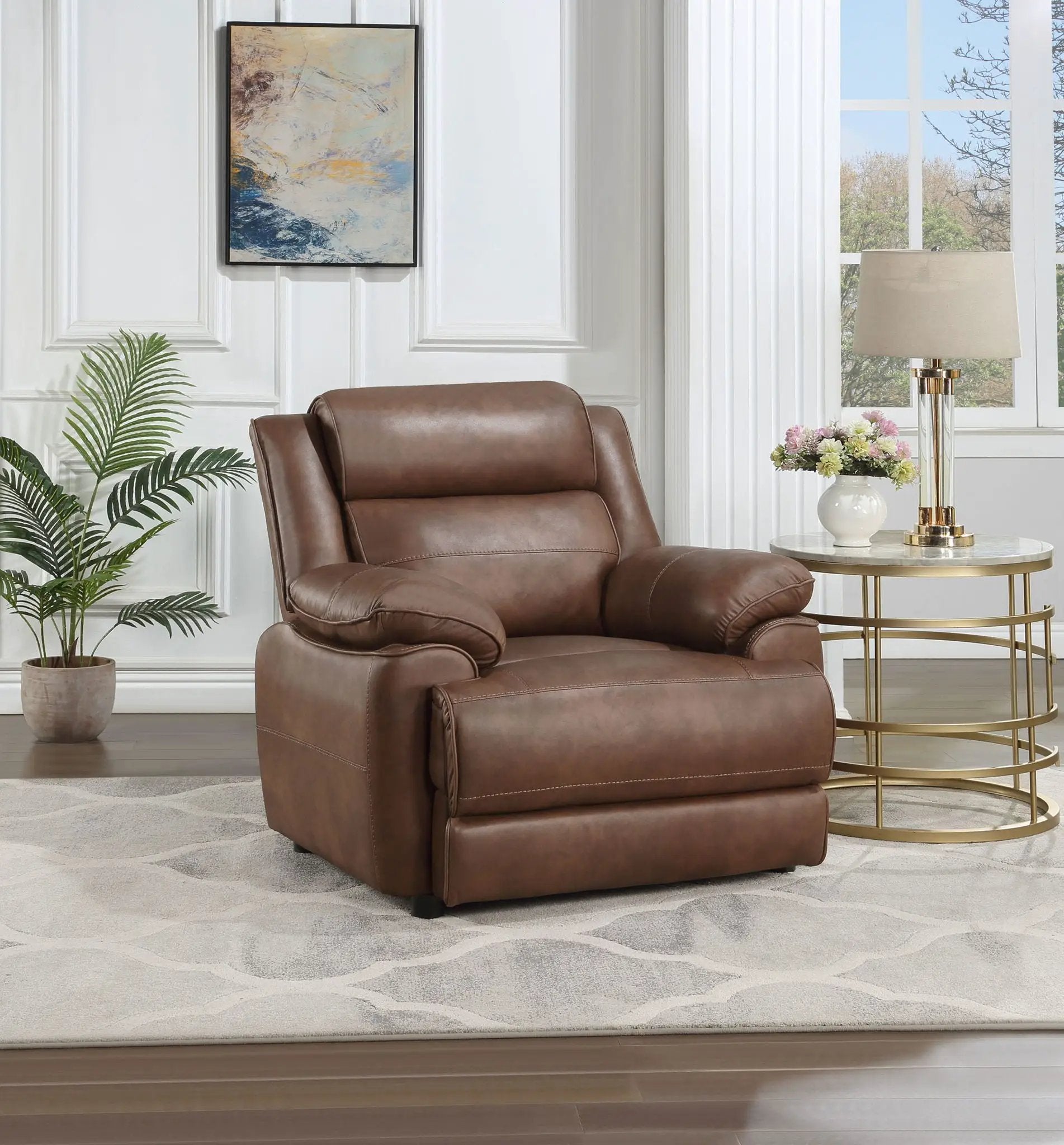 Ellington Upholstered Padded Arm Accent Chair Dark Brown by Unique Piece Furniture
