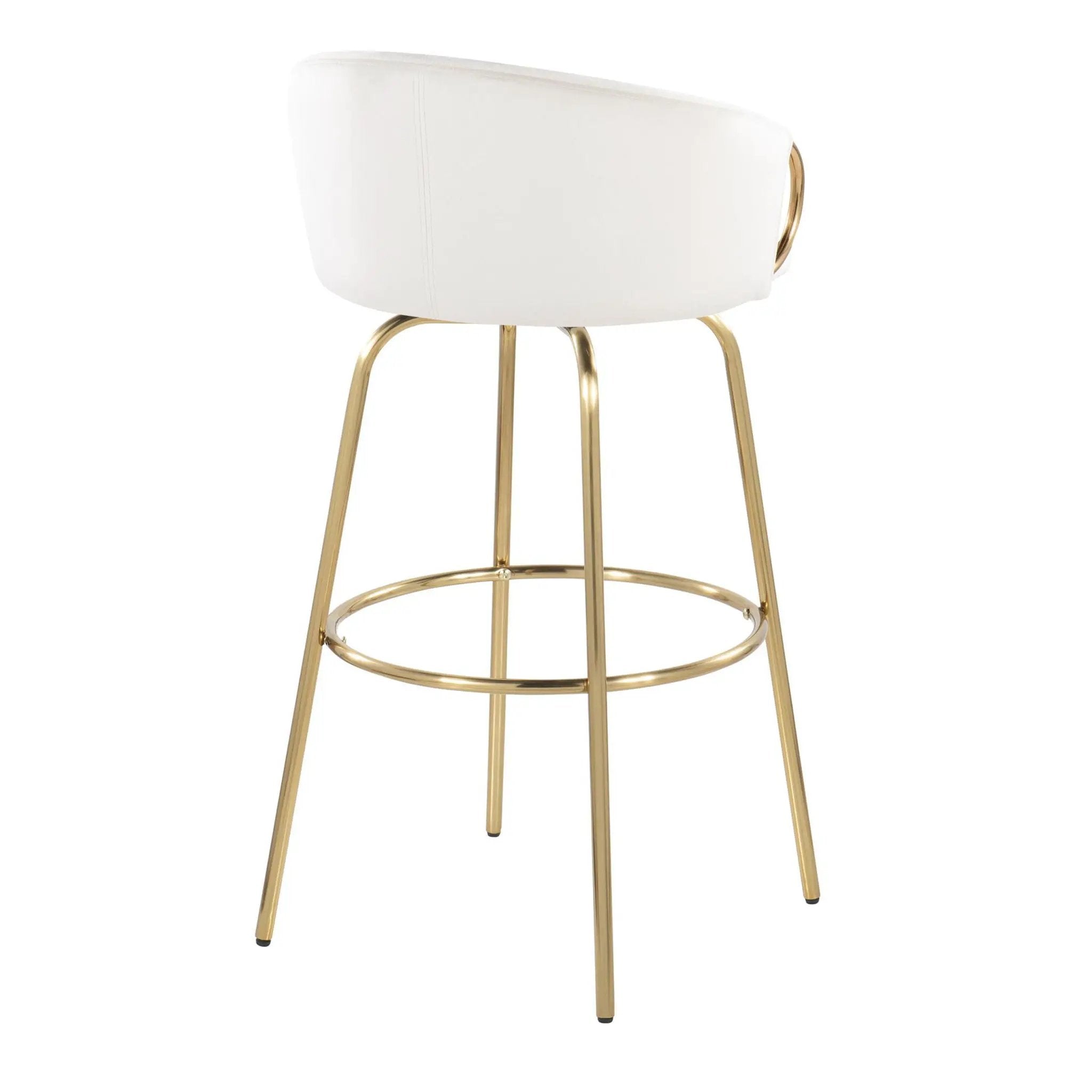 Claire - Contemporary / Glam Fixed Height Bar Stool (Set of 2) Round Footrest (Set of 2) by Unique Piece Furniture