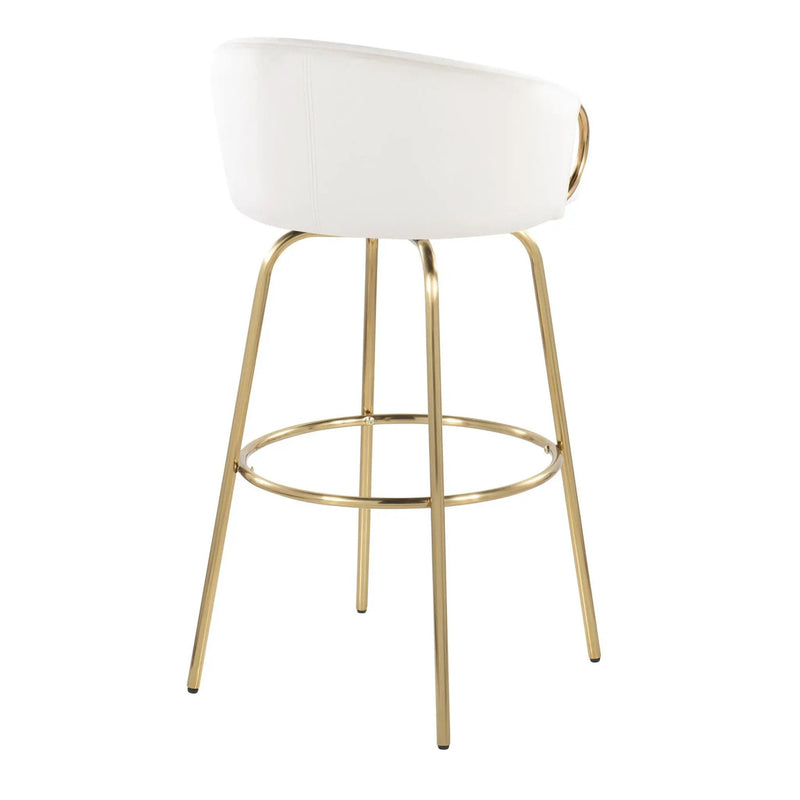 Claire - Contemporary / Glam Fixed Height Bar Stool (Set of 2) Round Footrest (Set of 2) by Unique Piece Furniture