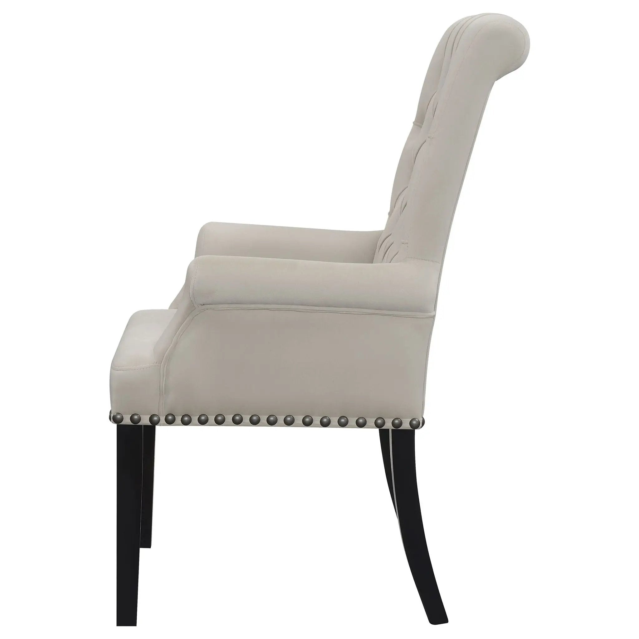Alana Velvet Upholstered Dining Arm Chair Sand by Unique Piece Furniture