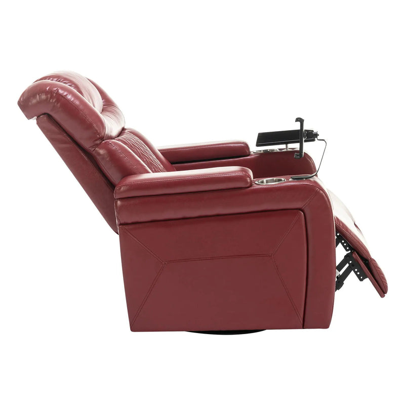 270 Degree Swivel Power Recliner With Tray Table, Phone Holder, Cup Holder, USB Port by HouseOfZazla