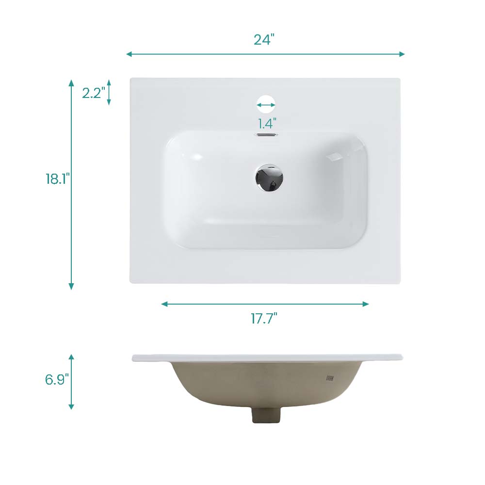 Glossy White Ceramic Integrated Sink by HouseOfZazla