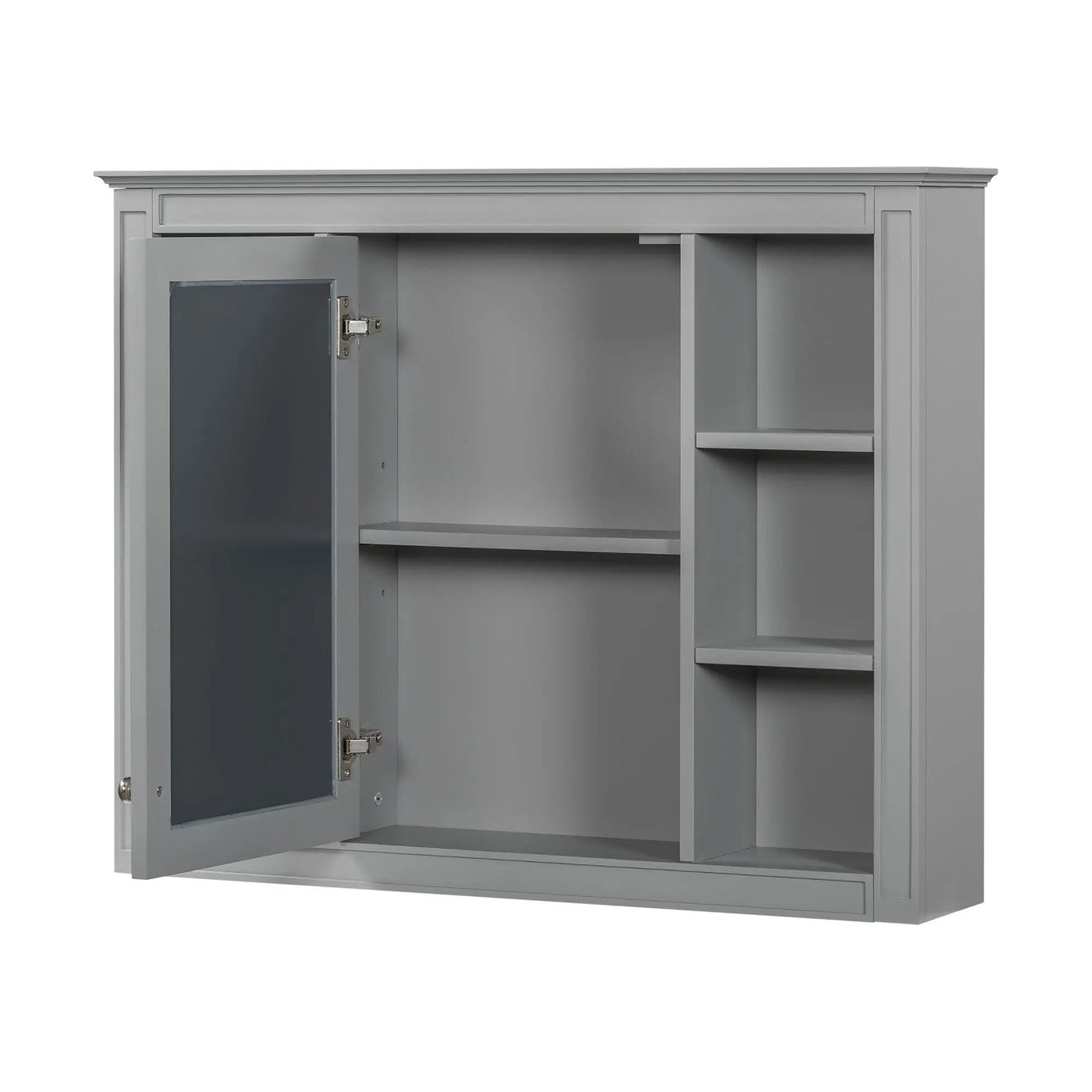 Wall Mounted Medicine Cabinet With Mirror, Storage Cabinet Featuring 6 Open Shelves And Adjustable Interior by HouseOfZazla