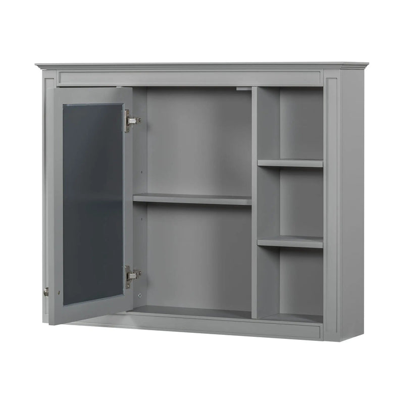 Wall Mounted Medicine Cabinet With Mirror, Storage Cabinet Featuring 6 Open Shelves And Adjustable Interior by HouseOfZazla