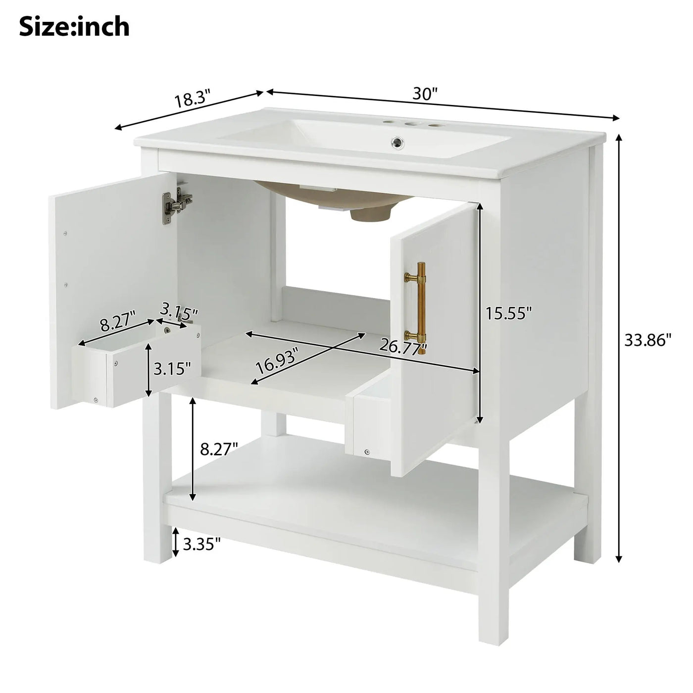Elegant Bathroom Vanity With Ceramic Sink And Versatile Storage by HouseOfZazla