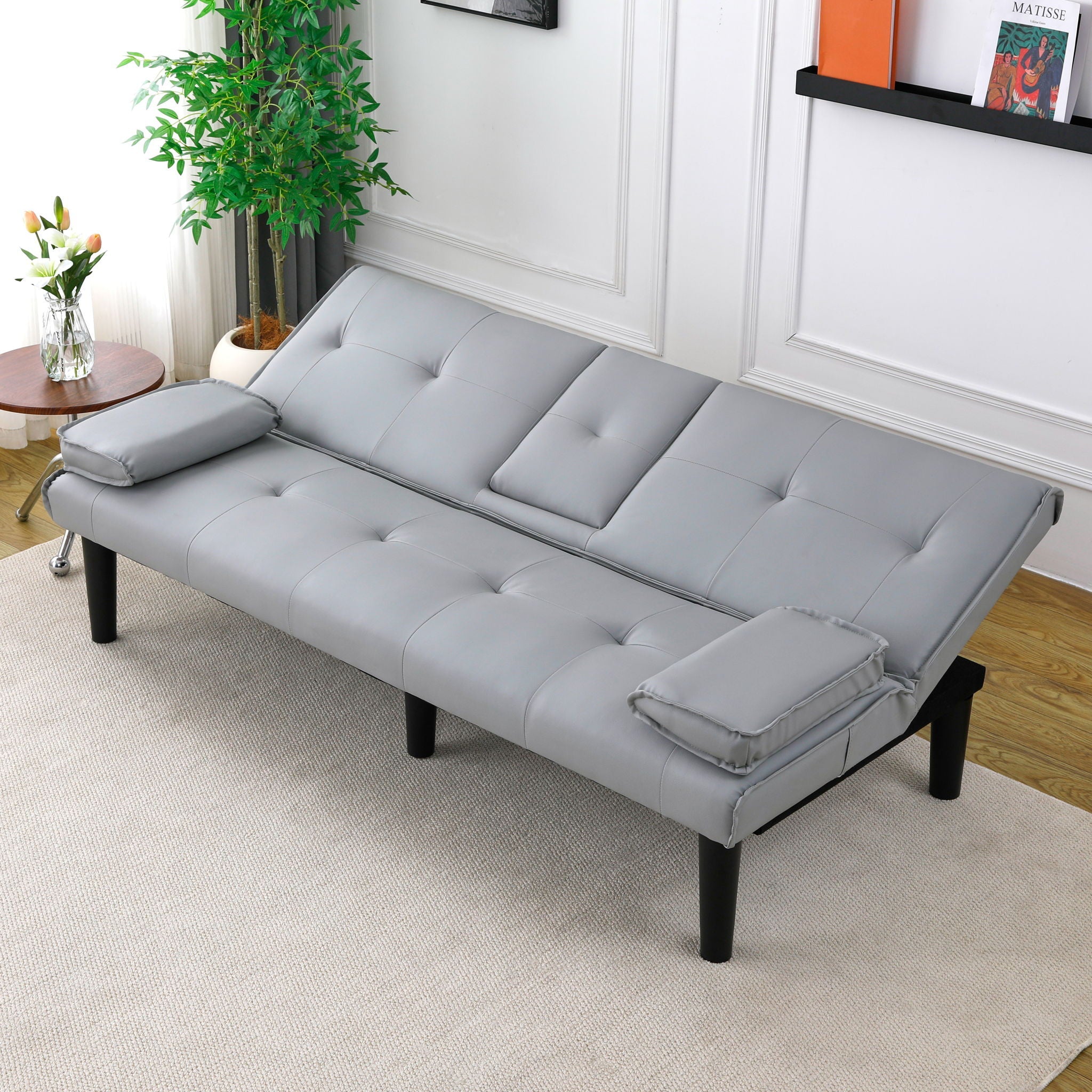 Sofa Bed With Foldable Design And Cup Holder by HouseOfZazla