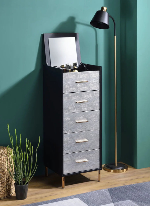 Myles Jewelry Armoire - Black / Silver / Gold