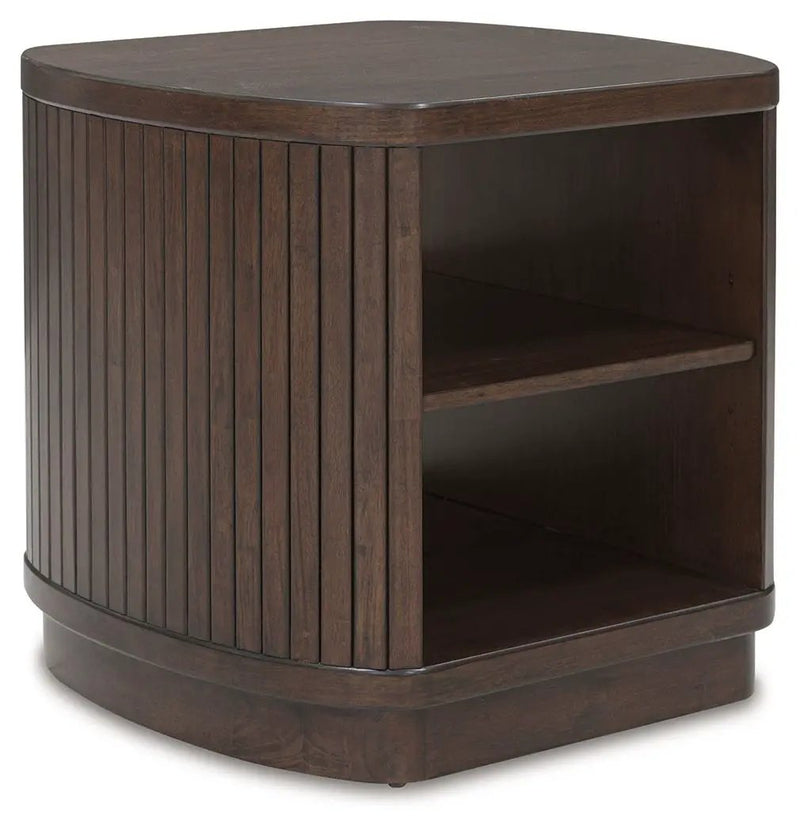 Korestone - Square End Table - Dark Brown by Unique Piece Furniture